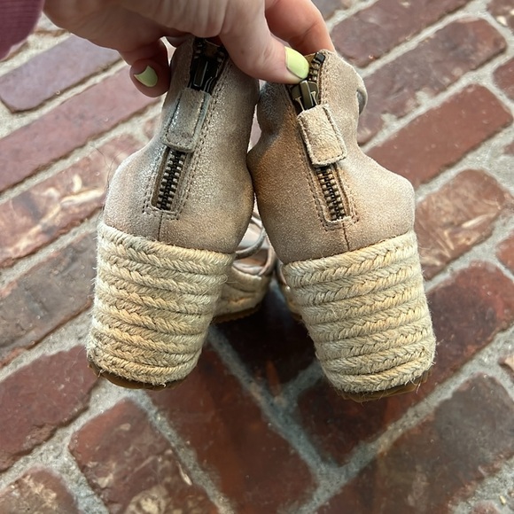 Eileen Fisher Wanda Tumbled Nubuck Espadrille Wedges Crisscross Straps - Picture 6 of 8